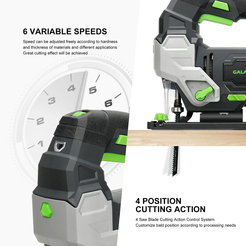 GALAX PRO Jig Saw 800W Powerful Motor Adjustable ±45° Cutting 3000 RPM Electric Saber Saw Wood Tool for Chainsaw DIY Woodworking