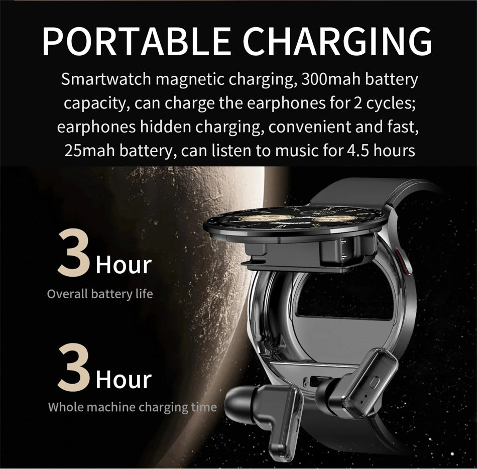 New TWS 2 in 1 Smart Watch with Headphones Sports Clock Bluetooth Call Music Watches Men Health Monitor Women Smartwatch Earbuds