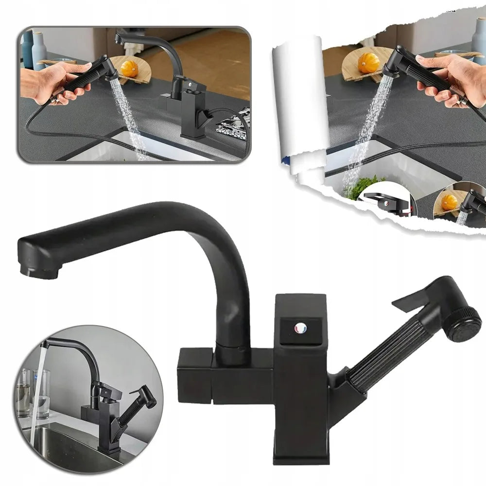 Kitchen Faucet with Pull Down Sprayer, Stainless Steel Sink Faucet for Classic Modern Ktichen, with Side Sprayer