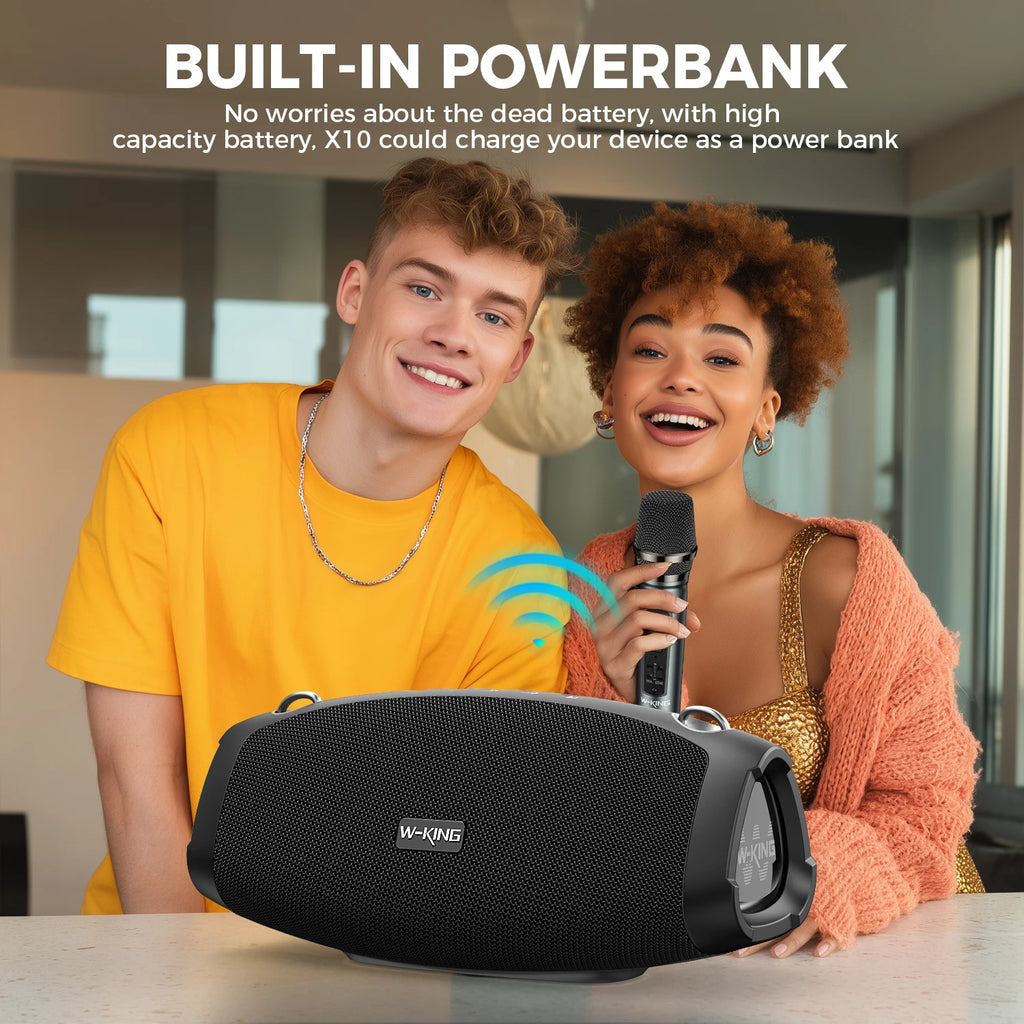 W-KING X10MIC Portable Loud Bluetooth Speakers (120W PEAK)70W with Wireless Microphone,  Waterproof Outdoor Wireless Bluetooth