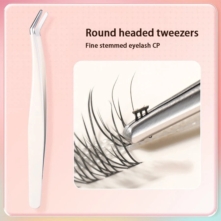 Eyelash Tweezers Precision Tool - Stainless Steel Crafting Tidesmit False Eyelashes Round head Tidesmit