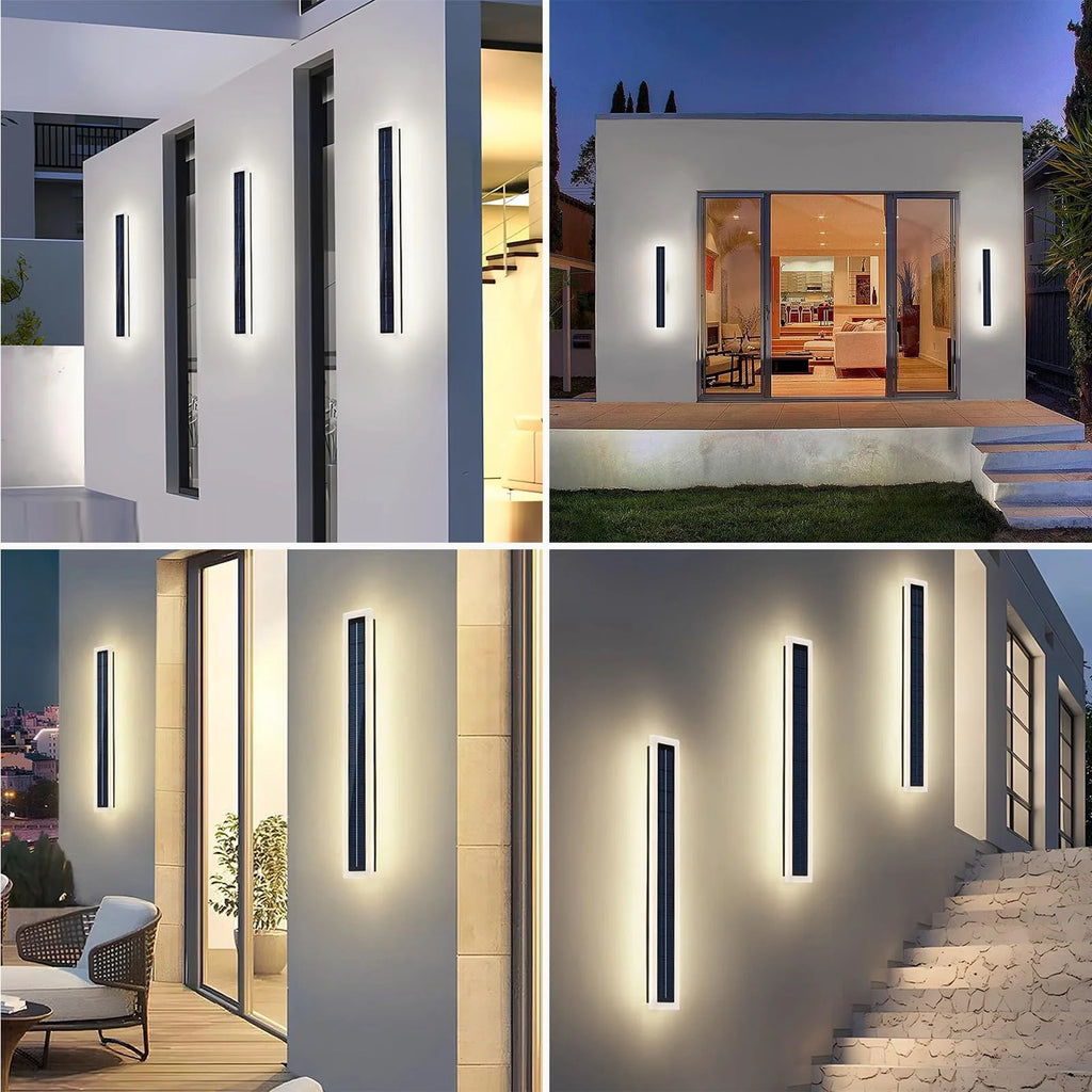 60cm Solar Wall Light Outdoor IP65 Waterproof LED Wall Lamp Dusk to Dawn Solar Powered Exterior Light Fixture for Garden Patio