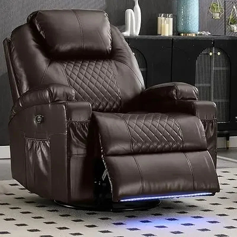 Massage Recliner Chair with Heat Therapy and USB - Tidesmit Massage Chairs Pu Brown Tidesmit