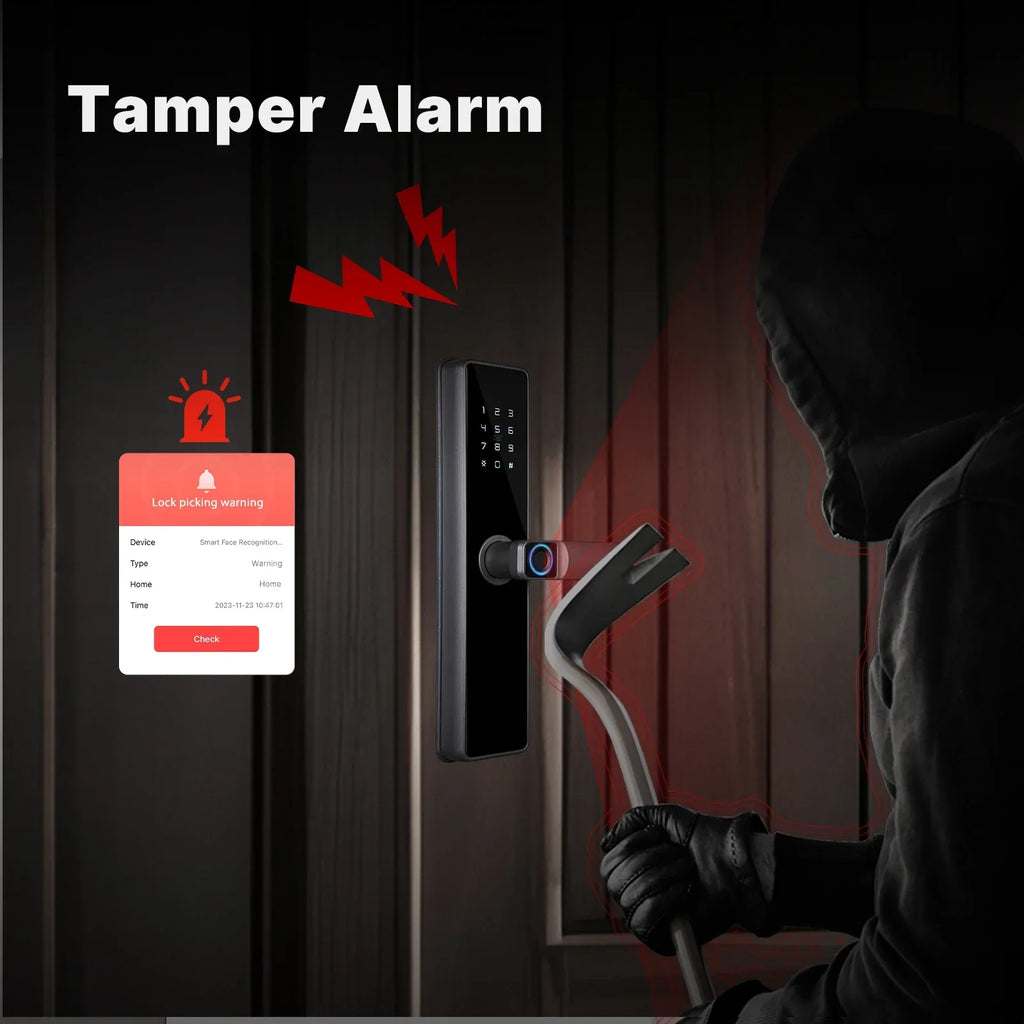 MOES Tuya ZigBee Smart Door Lock Indoor Password Fingerprint Remote Unlock Keycard Tamper Alarm Battery Powered Work With Alexa