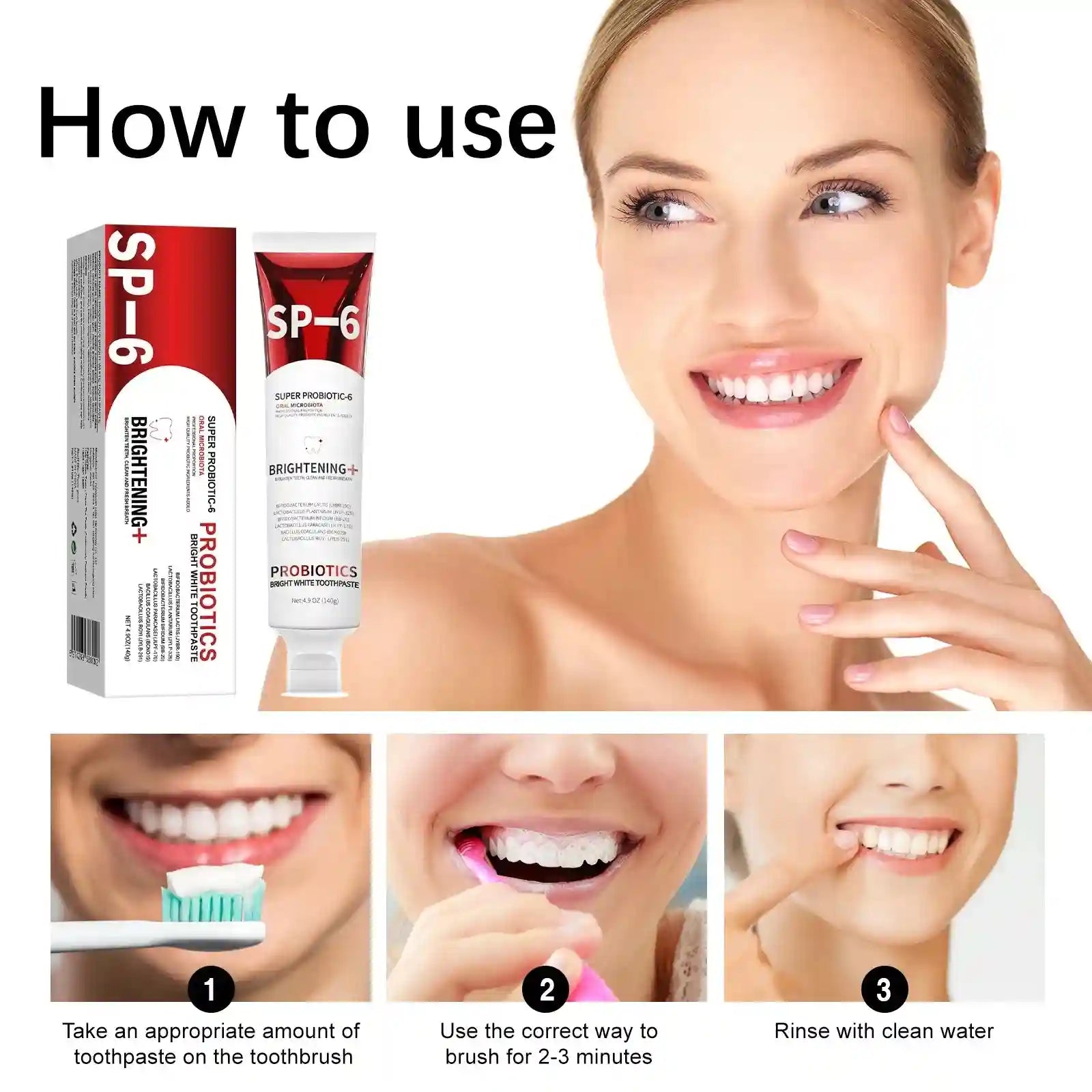 Tidesmit 140g SP-6 Probiotic Teeth Whitening Toothpaste for plaque removal and fresh breath oral care
