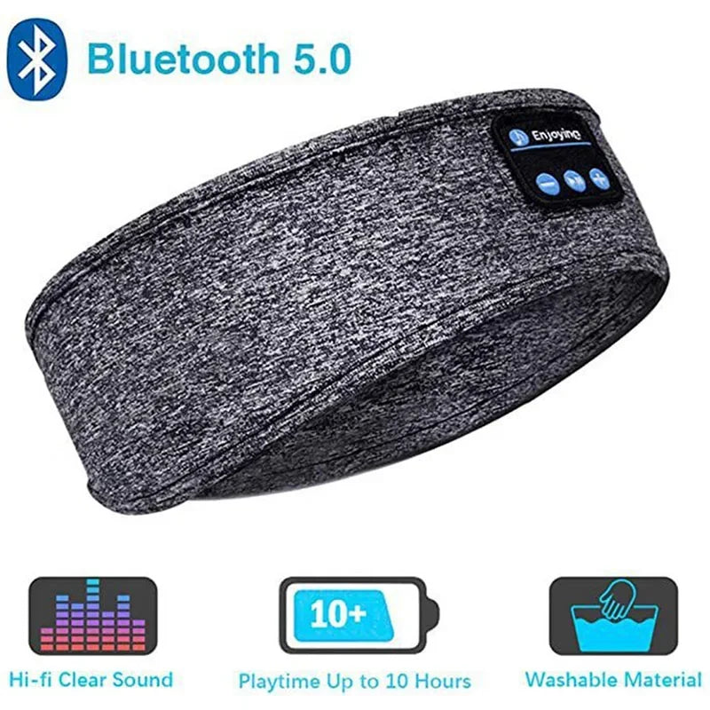 Bluetooth Sleep Headphones Headband - Comfortable Wireless Music Mask Gray Tidesmit