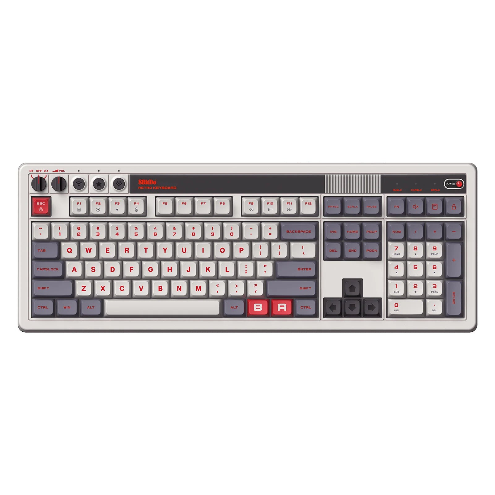 8BitDo Retro 108 Key Mechanical Keyboard，Bluetooth / 2.4G / USB-C Hot Swappable Gaming Keyboard for PC Windows and Android