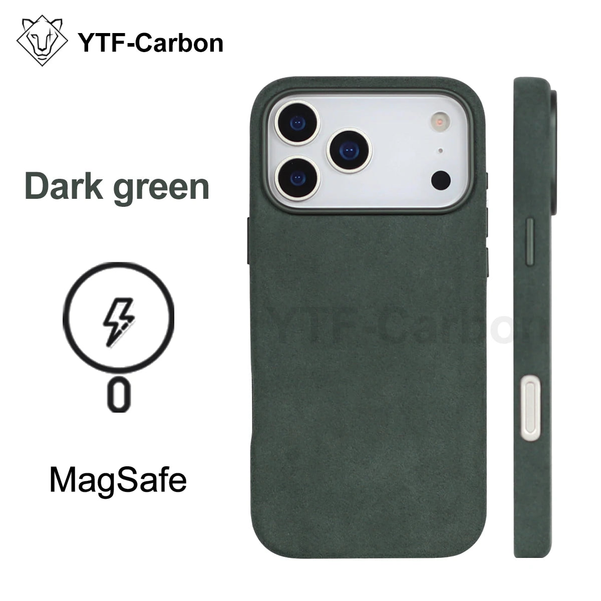 Alcantara Magnetic iPhone 17 Case: Slim Fit & Shock-Absorbing Cover Dark green CN Tidesmit