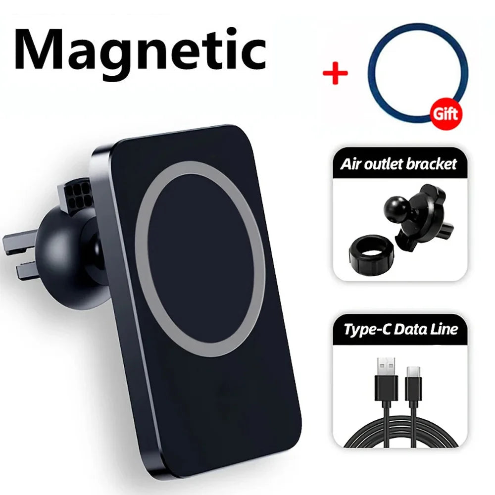 Wireless Car Phone Charger Magnetic Mount - Qi Certified Fast Charging Tidesmit