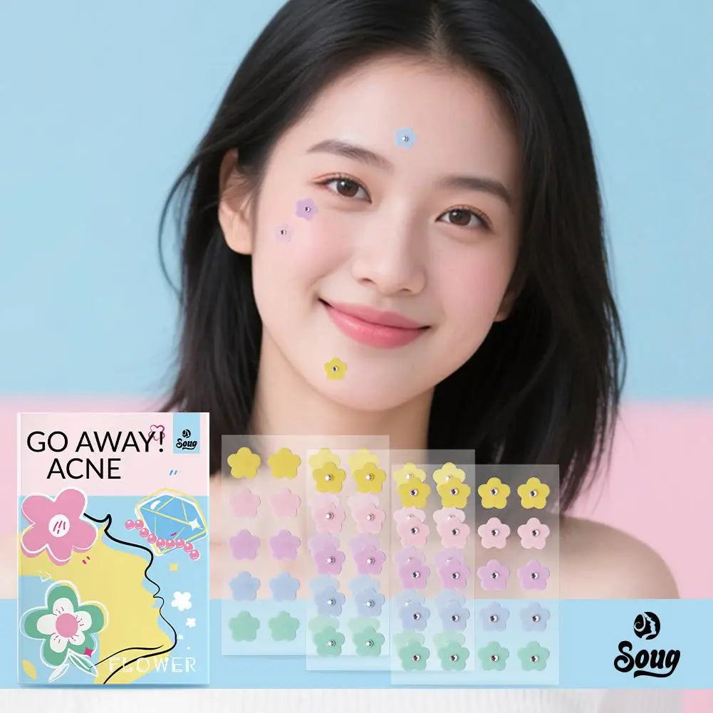 Multicolored Flower-shaped Hydrogel Acne Patch With Pearl/diamond