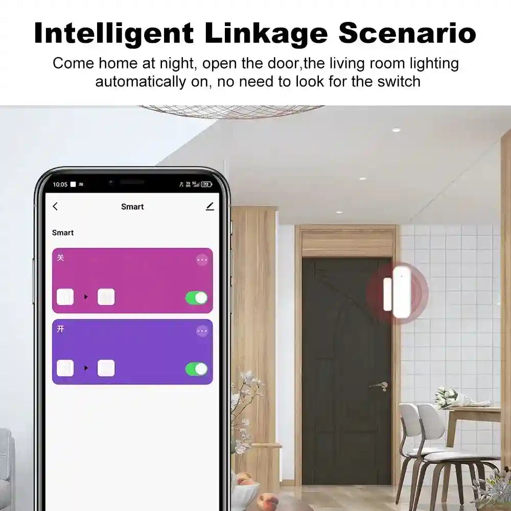 Zigbee Door Window Sensor for Smart Home Automation - White Tidesmit