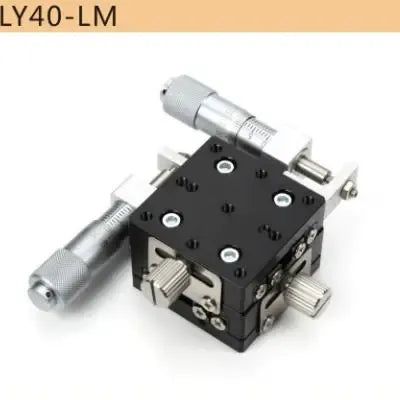 Manual micrometer sliding stage, LY40-LM, black base with left and right micrometer controls
