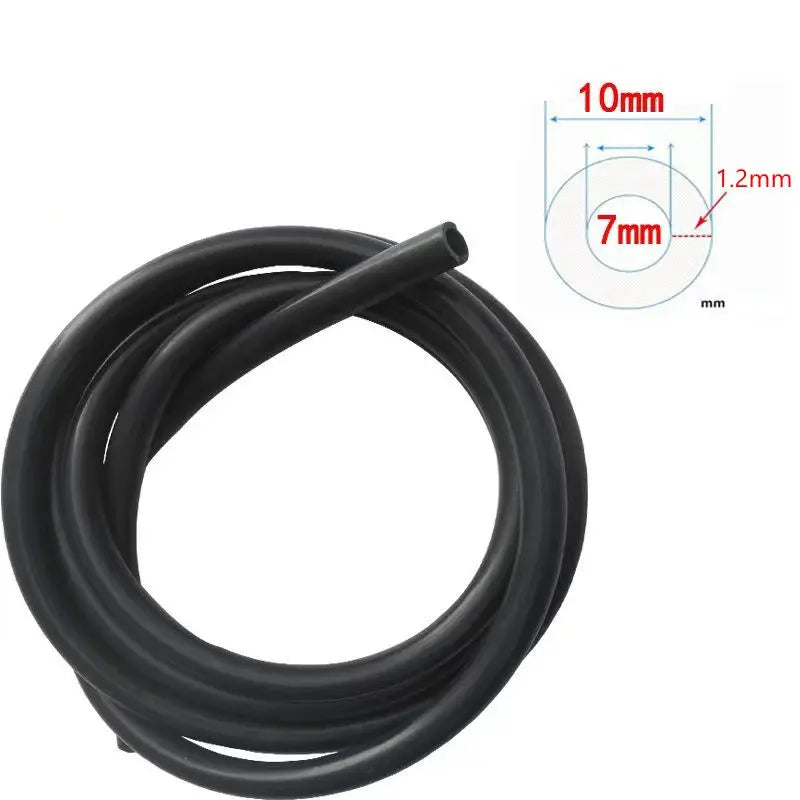 Black coiled hydroponic hose tubing