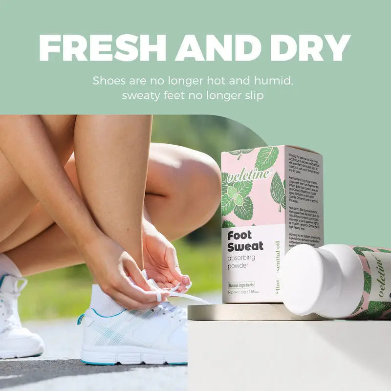 Tidesmit organic foot deodorant powder set, natural sweat-absorbing formula to eliminate foot odor and stay dry.
