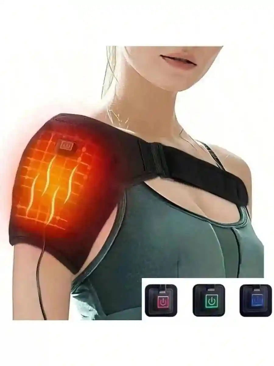 Heated Shoulder Massage Pad - 3-Gear Therapy Support for Neck Relief Relaxation Treatment black Tidesmit