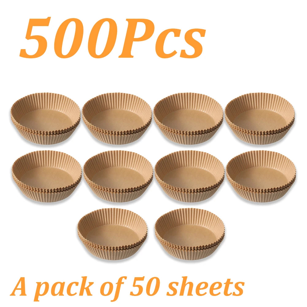 50-500Pcs Disposable Air Fryer Paper Oven Paper Nonstick Air Fryer Baking Paper Round Square Air Fryer Paper Kitchen Accessory