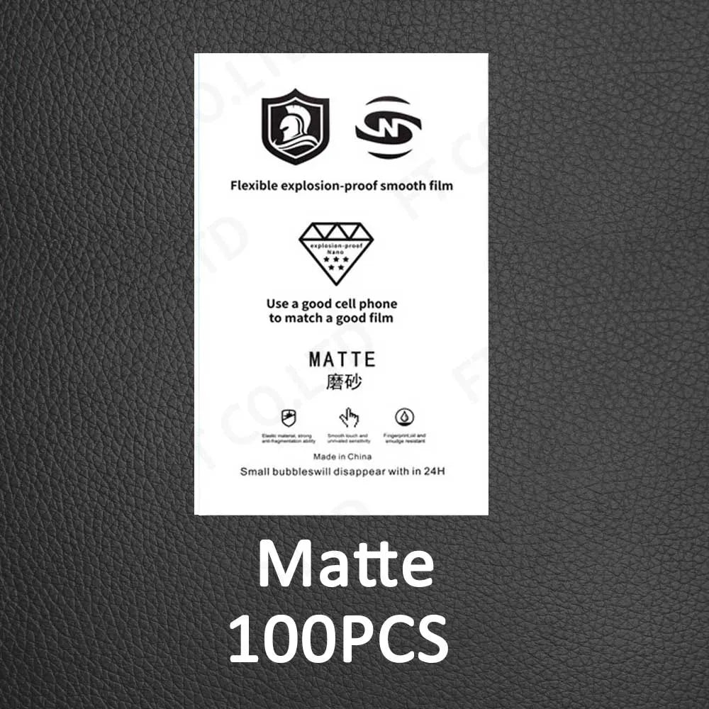 Matte hydrogel film pack, 100pcs, curved fit, flexible explosion-proof smooth film