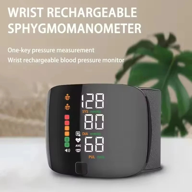 Rechargeable Wrist Blood Pressure Monitor Medical English Russian Voice Digital Tensiometro Health Sphygmomanometer Tonometer