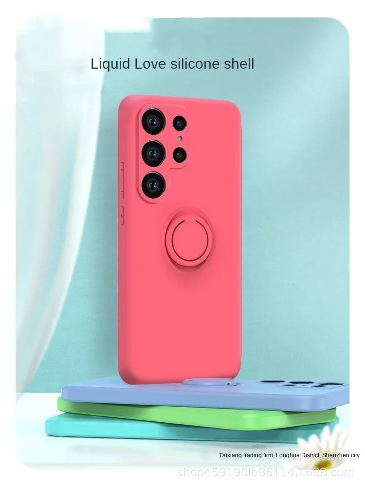 Magnetic Silicone Phone Case for Galaxy S25 with Ring Stand Tidesmit
