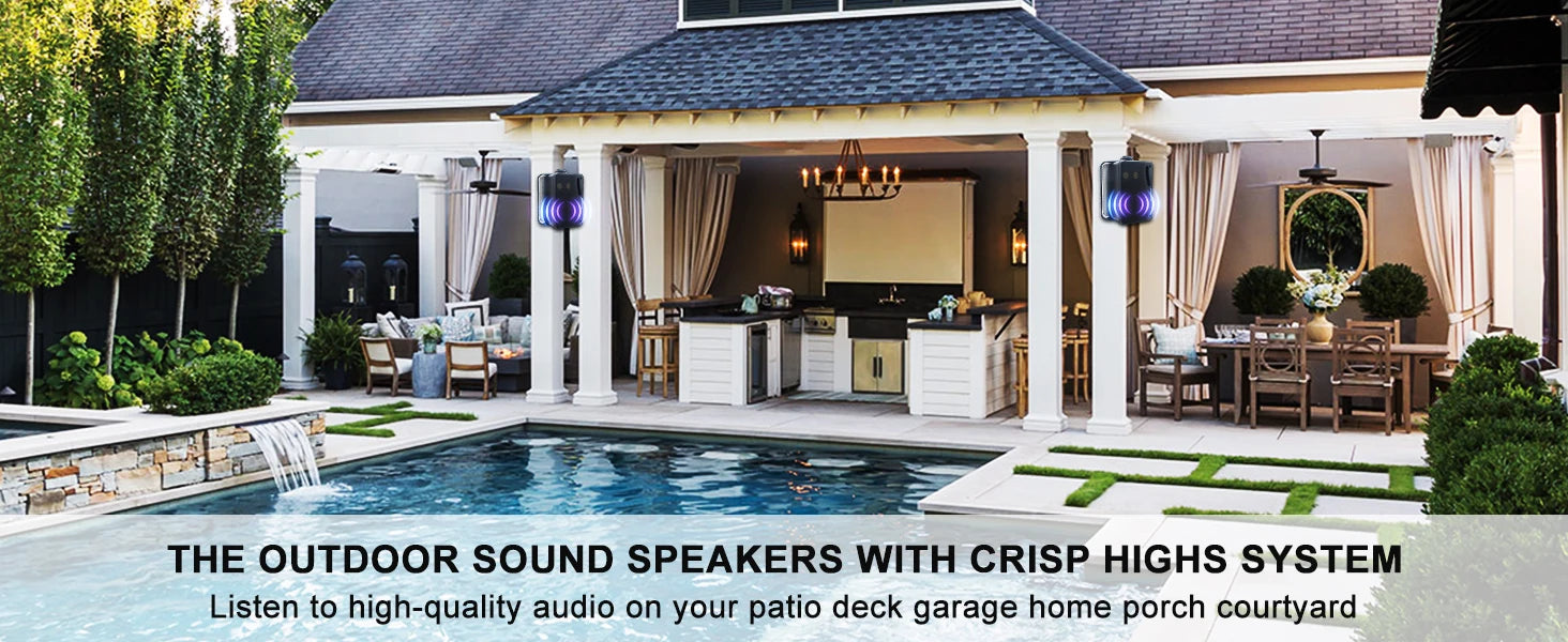 Herdio 3.5inch Outdoor Speaker 200W Waterproof Wall Mount Speakers HiFi Passive Wired 3 Way Premium Mountable Speake Black