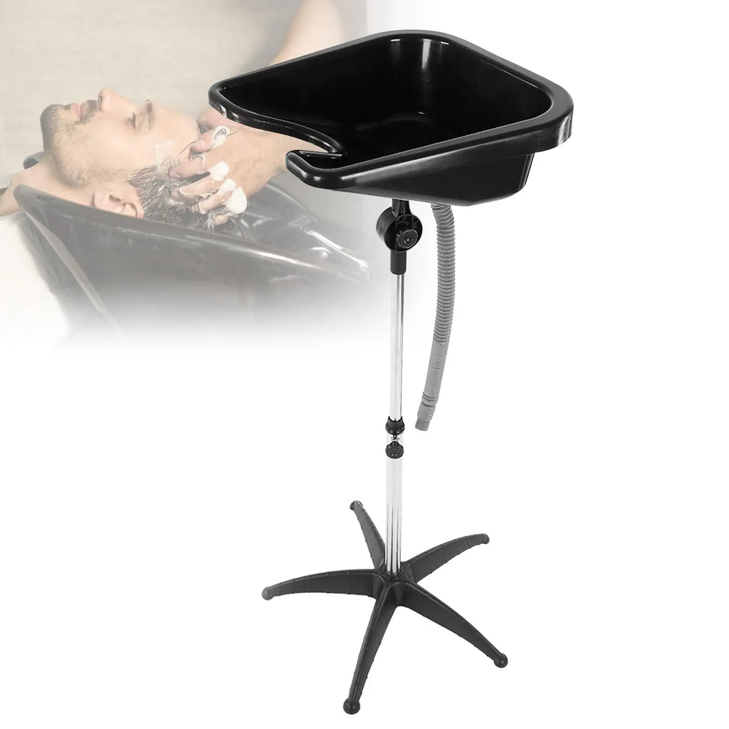 Portable Shampoo Bowl With Chair - Adjustable Salon Wash Sink - Black Massage Chairs black China Mainland Tidesmit