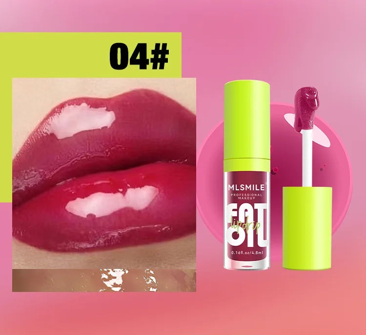 MLSMILE moisturizing berry-pink lip plumper gloss with a shiny, nutritious finish and precision applicator, shade 04#.