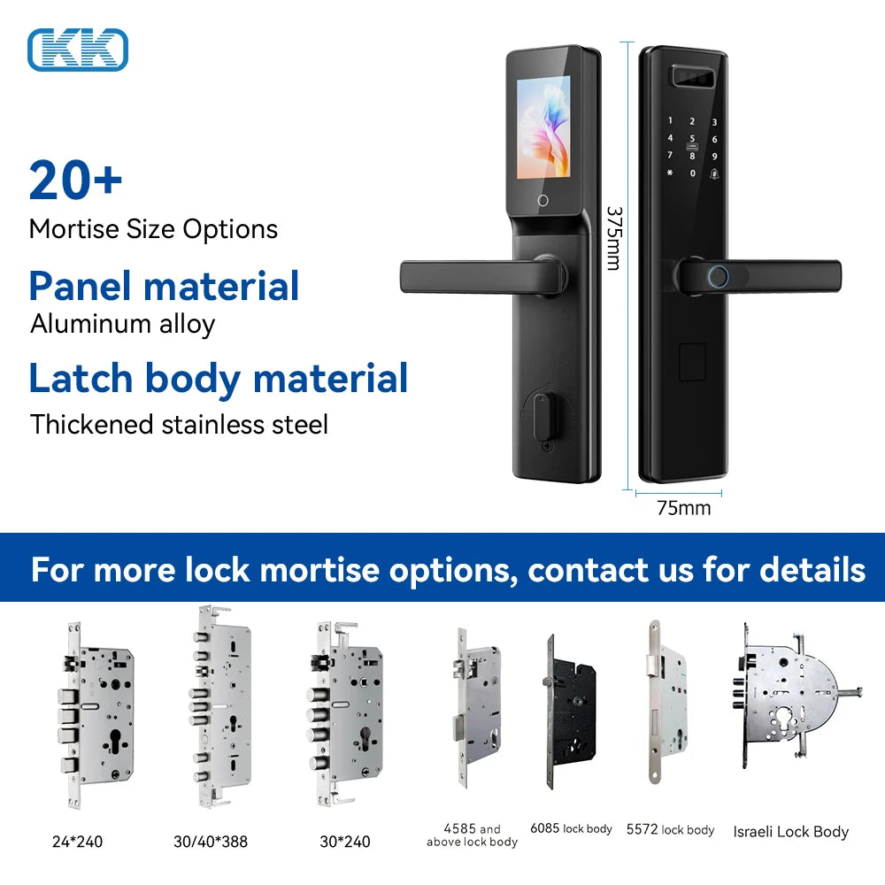 Rfid Keyless Tuya Wifi 3D Face Recognition Digital Electronic Lock Handle Fingerprint Smart Door Lock With Camera