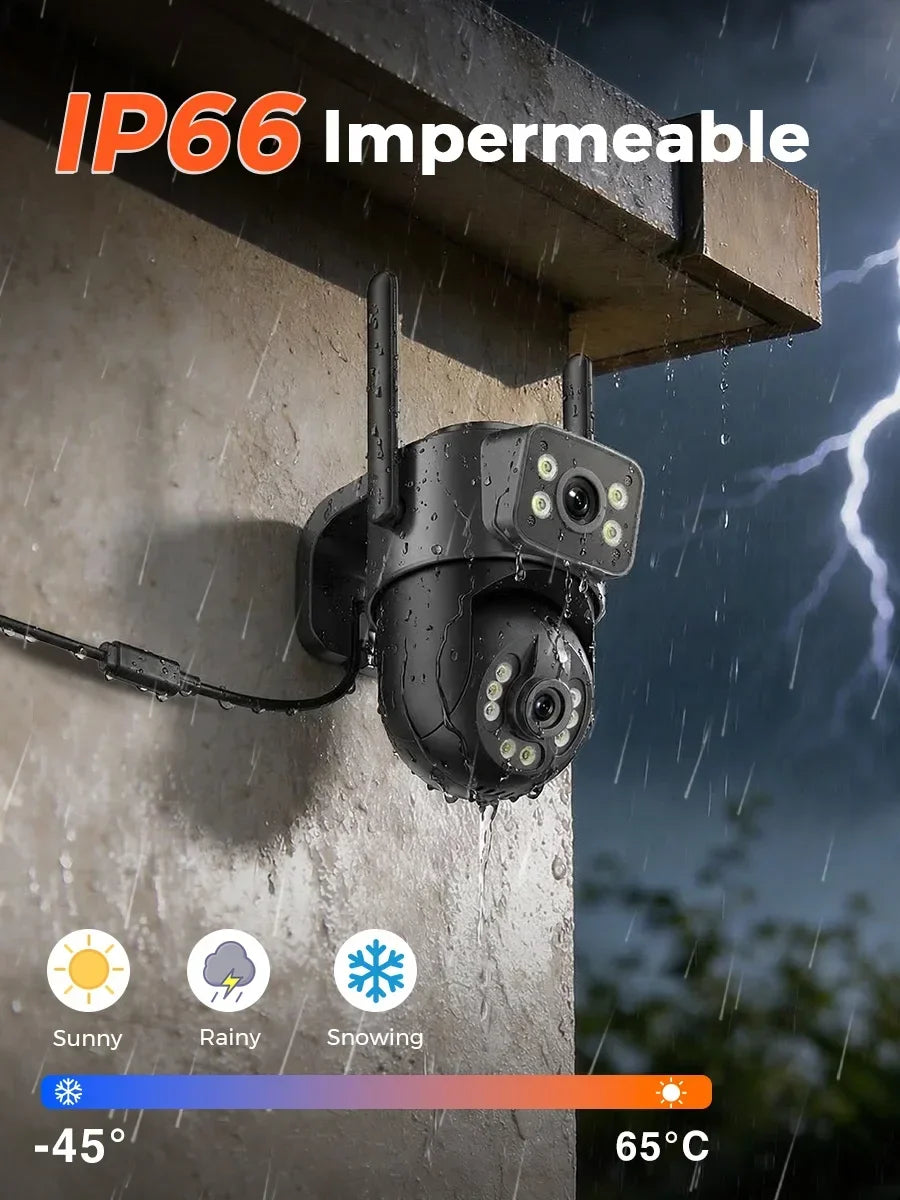 10MP 5K HD WiFi Camera Outdoor 2.4G+5G Dual Band 8MP Dual Lens Dual Screen AI Auto Tracking Security Camera Video Surveillance