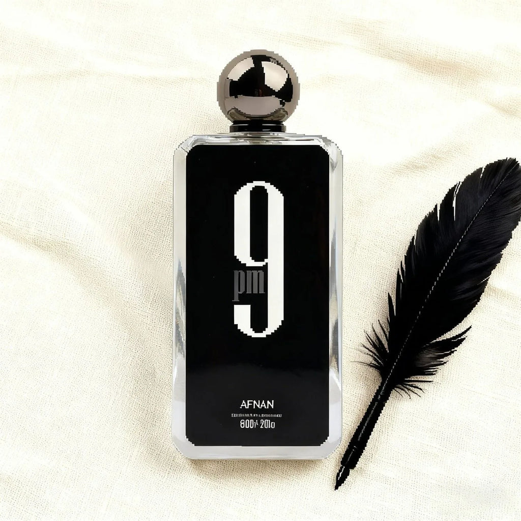 Afnan 9 PM 100ml Extrait de Parfum for men: sleek rectangular bottle, long-lasting scent, perfect Valentine’s gift.