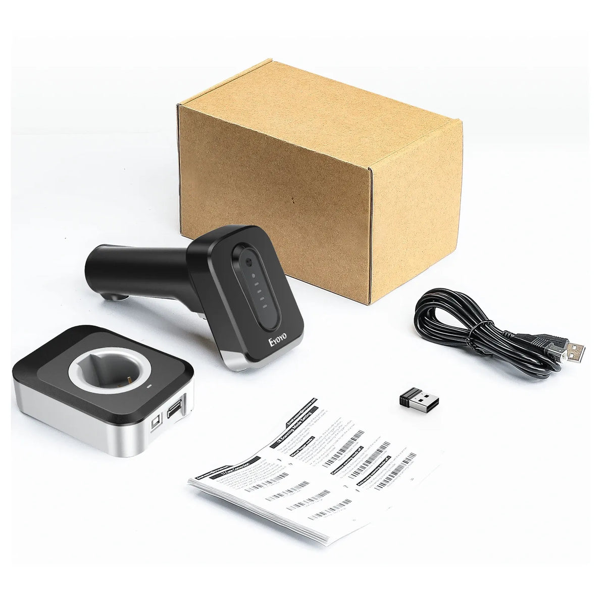 Eyoyo Auto-sensing Screen Scanning 1D Bluetooth Barcode Scanner With 2500mAh Power Indicator Wireless 2D QR Code Reader 4-mil
