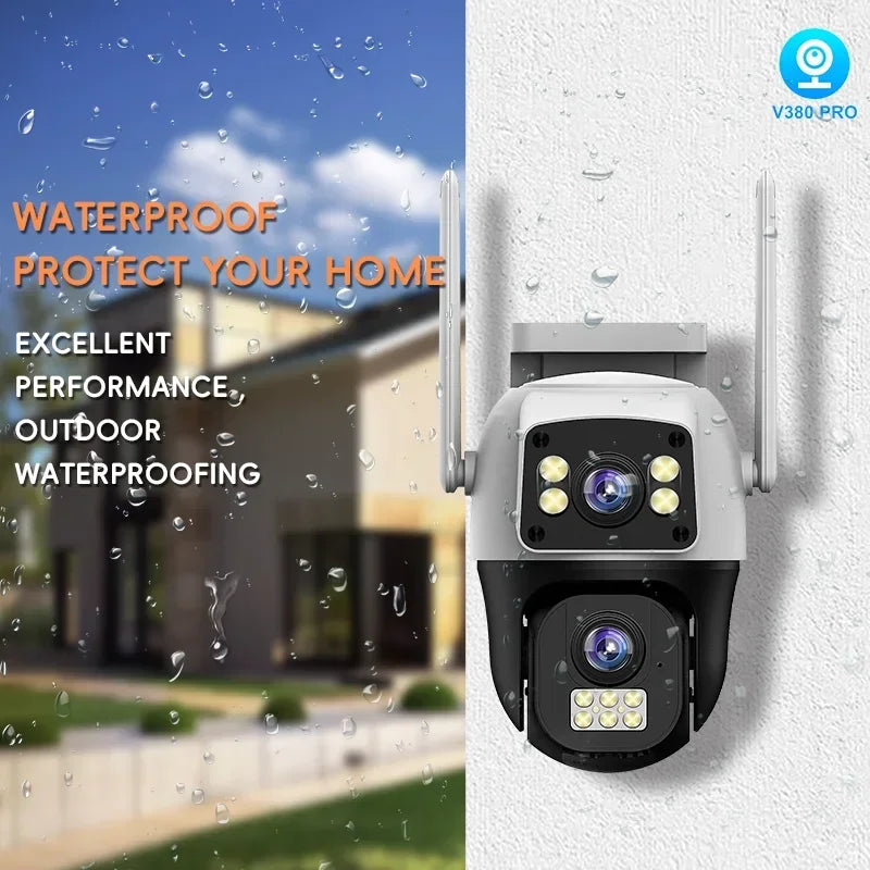8MP 4K WIFI IP Camera PTZ Outdoor Dual Screen AI Human Detection Dual Lens Two-way Audio CCTV Video Security Camera V380 APP