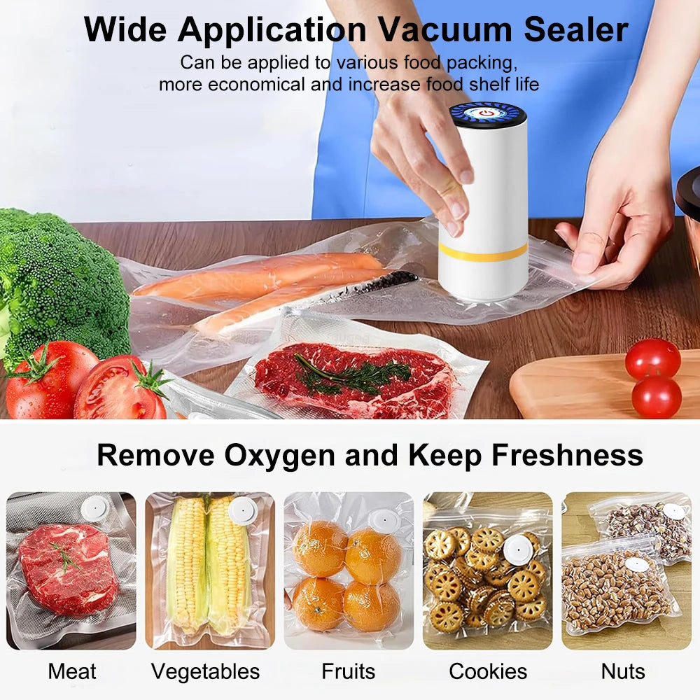 Mini Vacuum Sealer Air Pump Food Vacuum Packaging Machine Electric Vacuum Sealer Bag Automatic Sealing Rechargeable Vacuum Pump