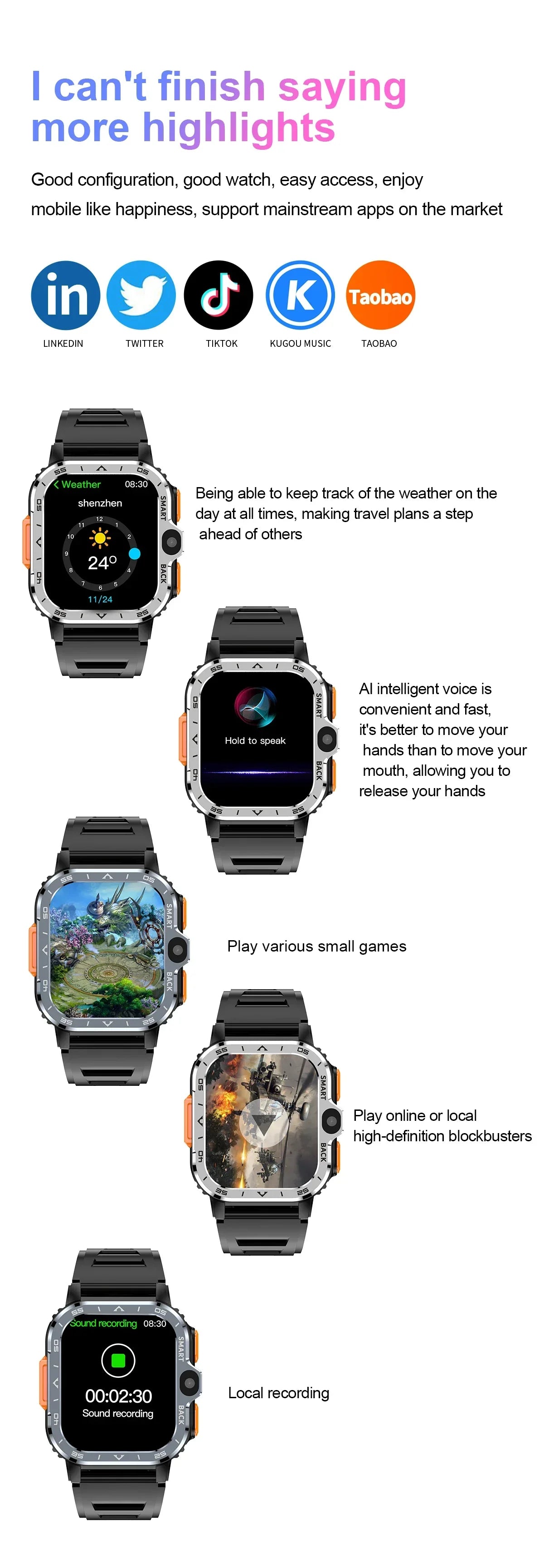 2026 PGD Android Smart Watch Men GPS 16G/64G ROM Storage HD Dual Camera NFC 2G 4G SIM Card WIFI Wireless Fast Internet Access