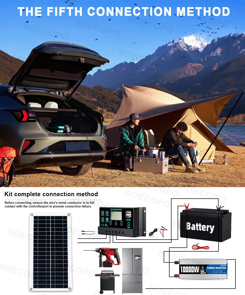 SOECOPO 10000W Solar Generator Kit, 12V to 110V/220V Inverter, 200W Panel, 100A Controller, for Off-Grid Home, RV & Camping