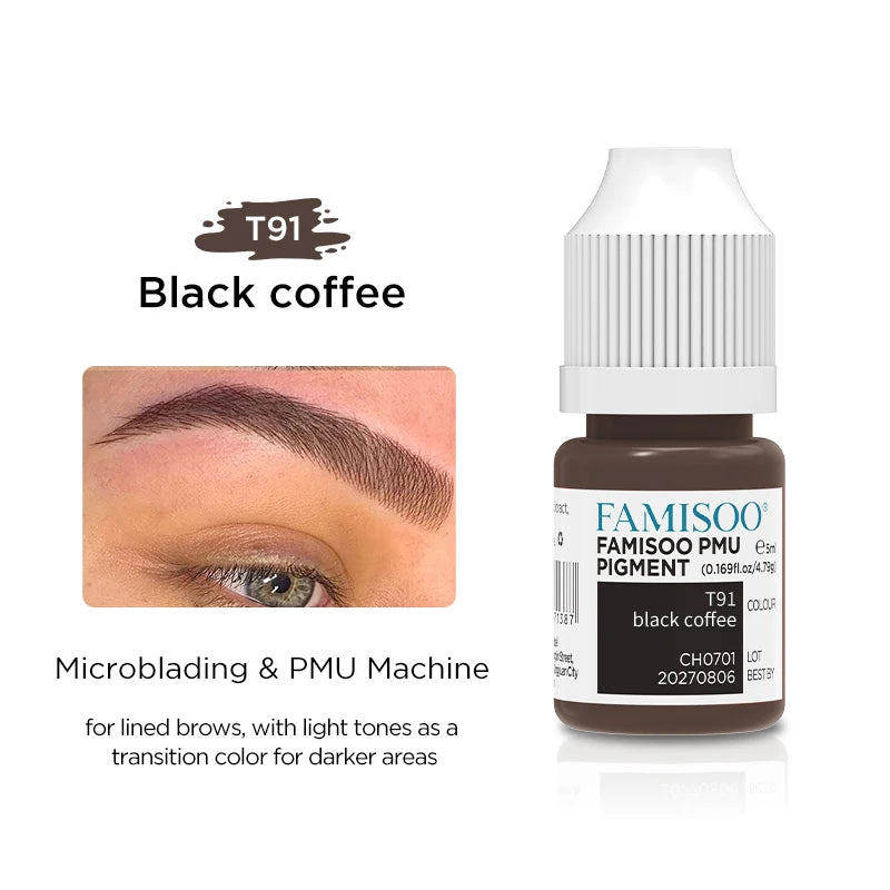 Professional Microblading Eyebrow Tattoo Ink - Long-Lasting 5ml Pigment Permanent Makeup Machines T91 Black coffee China