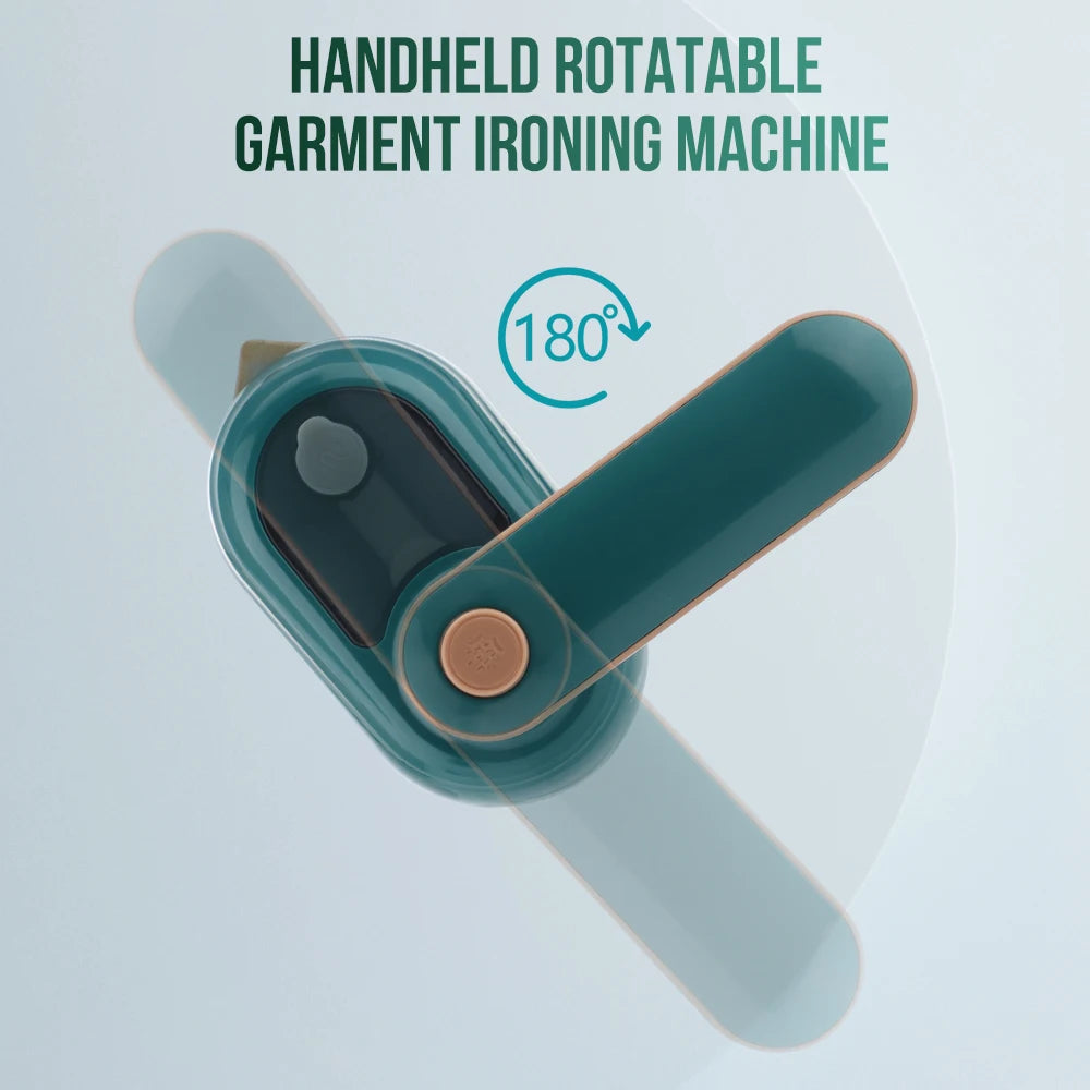 Tidesmit portable handheld garment steamer folded for compact travel storage, side profile view, laundry appliance.