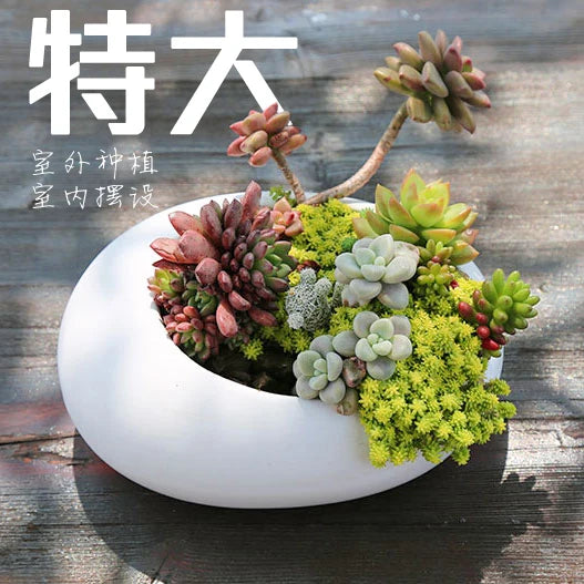 Oval Ceramic Succulent Pot Garden Supplies Balcony Flowerpot Plant Pot Garden Pots Planters Landscaping Potted Plant Flower Pots