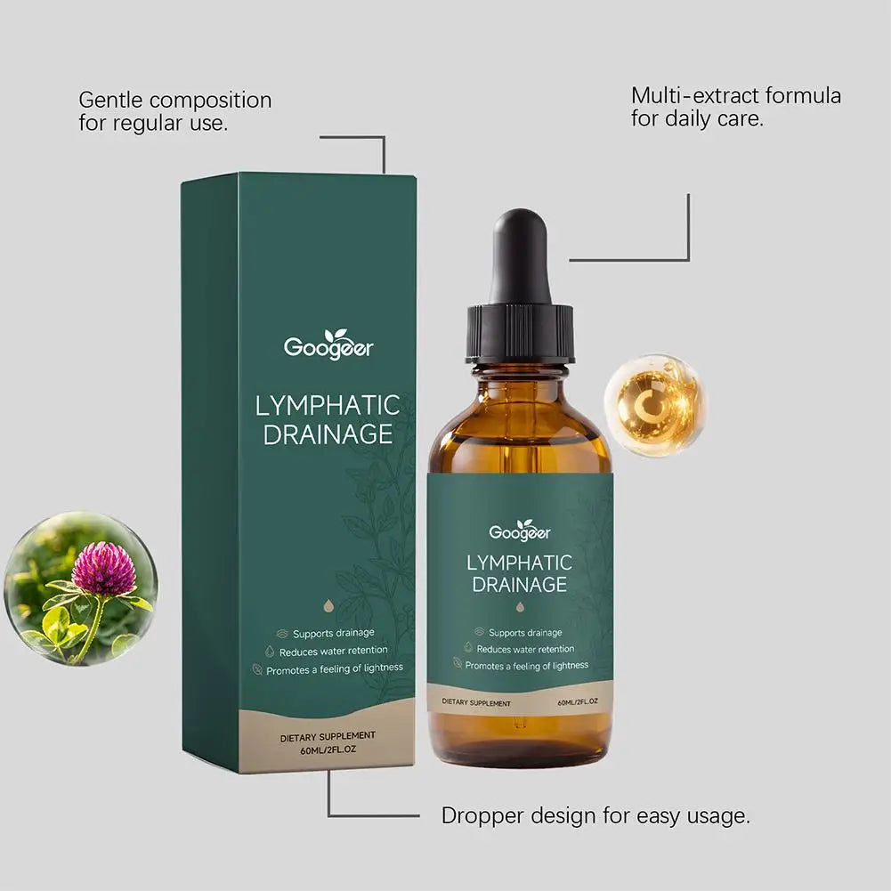 60ml Lymphatic Drainage Drops Natural Herbal Support Water Balance Detox Immune System MenWomen Gentle Liquid Supplement Dropper