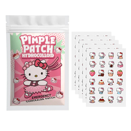 Hello Kitty hydrocolloid pimple patch set, foil pouch with multiple patch sheets