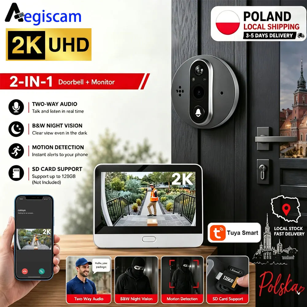 4.3 Inch Screen Tuya WiFi Smart Peephole Doorbell Camera 1080P Wireless Digital Door Viewer with PIR Motion Alert Two-Way Talk Infrared Night Vision Home Security Video Intercom