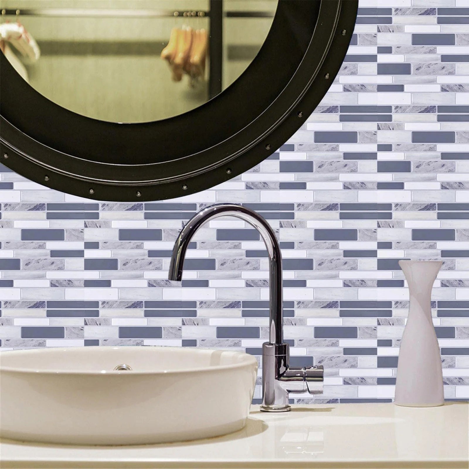 10pcs Self Adhesive Tiles Stickers Marble Mosaic Embossing Tile Stickers Kitchen Bathroom Waterproof  Wall Decals Decoration ﻿