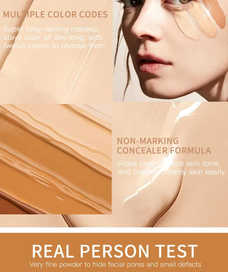 Tidesmit 12 color moisturizing liquid foundation with high coverage and long lasting delicate texture detail view