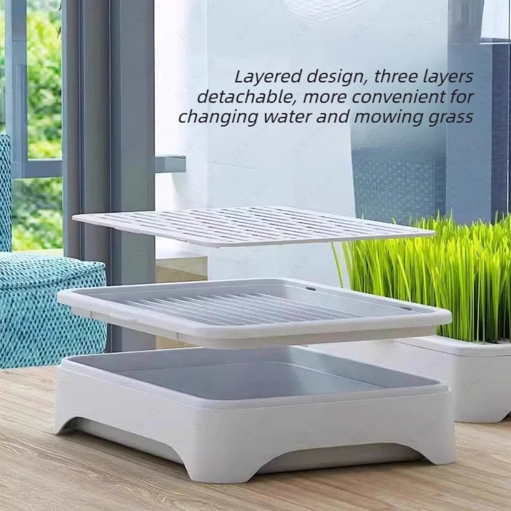 White layered hydroponic planter box with visible stacked detachable trays
