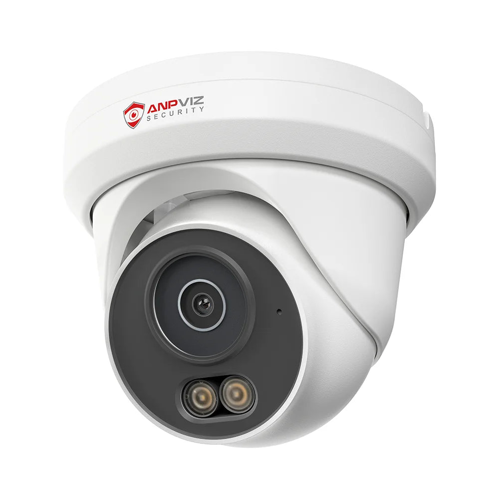Anpviz white turret security IP camera with front lens and dual LED lights
