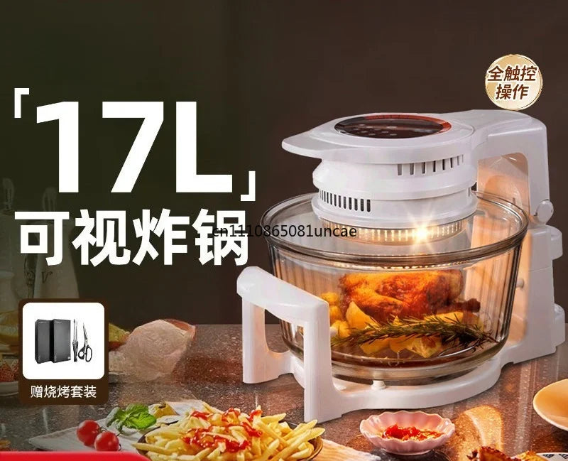 For 17L Visible Glass Air Fryer Large Capacity Multifunctional Household Chips Baking Cooking Machine