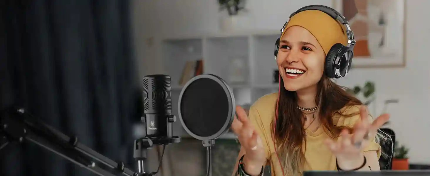 Over-Ear Wired Studio Monitor Headphones with Mic - Tidesmit Tidesmit