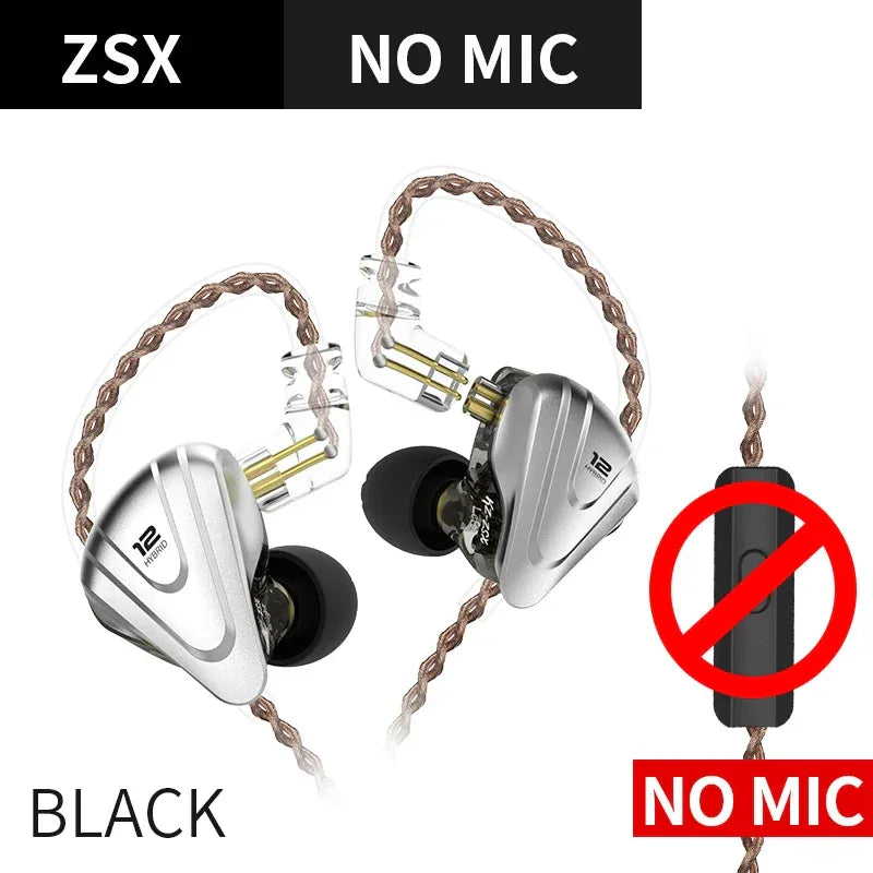 12 Driver Hybrid HiFi In-Ear Monitors | Tidesmit ZSX Series ZSX Black No Mic Tidesmit
