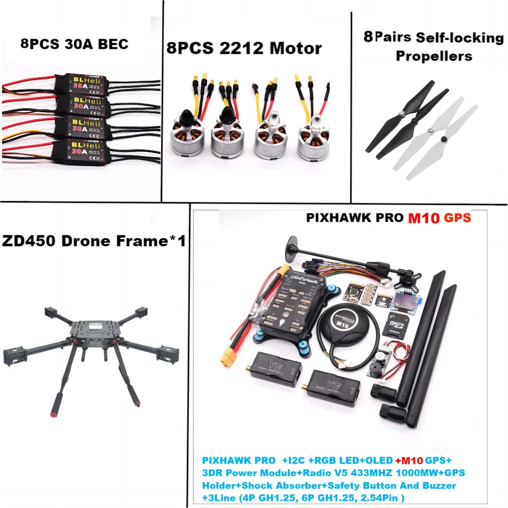 F450 GPS Quadcopter Drone Kit with Ardupilot and M10 Precision Tracking 433MHZ 1000MW M10 Tidesmit