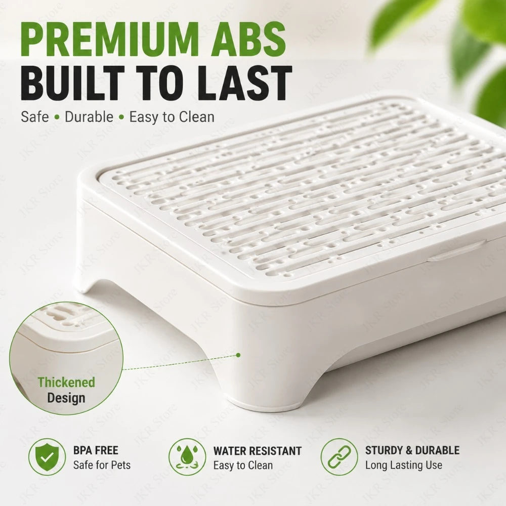 White hydroponic cat grass planter box with perforated tray top