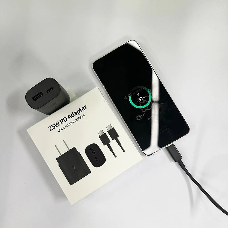 Samsung 25W USB-C Fast Charger Adapter - EU & US Plug Options Tidesmit